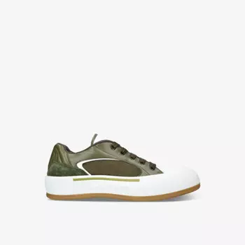 Кроссовки из кожи и парусины с низким верхом Alexander Mcqueen, хаки