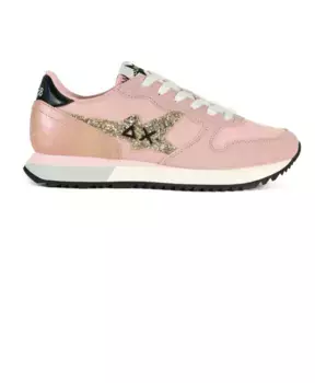 Кроссовки из кожи и ткани с блестящим логотипом Sun68, розовый
