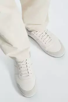 Кроссовки из кожи и замши, белый