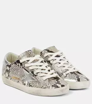 Кроссовки из кожи с эффектом змеиной кожи Super-Star Golden Goose, Python Leather / Silver Met