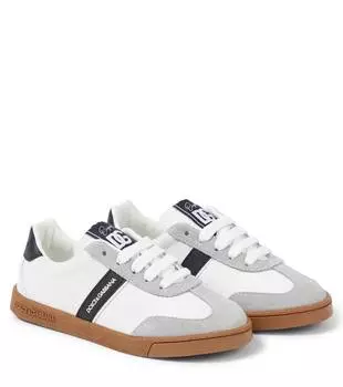 Кроссовки из кожи с логотипом Dolce&Gabbana Kids, цвет bianco/nero/grigio