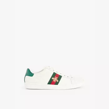 Кроссовки из кожи с вышивкой в виде пчелы Ace Gucci, белый