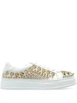 Кроссовки из кожи с заклепками AGL, белый