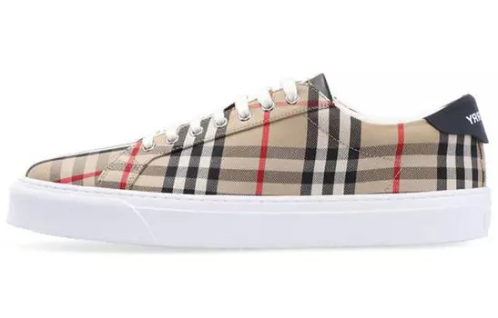 Кроссовки из кожи в винтажную клетку Burberry