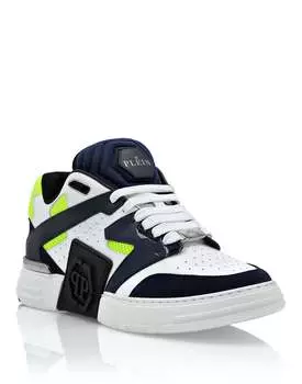 Кроссовки из микса кожи Lo-Top PHILIPP PLEIN, темно-синий/желтый