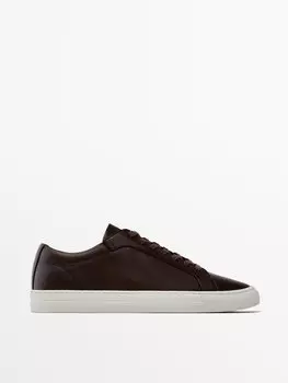 Кроссовки из наппы Massimo Dutti, коричневый