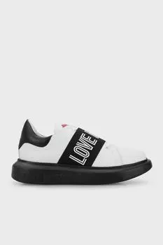 Кроссовки из натуральной кожи с логотипом Love Moschino, белый