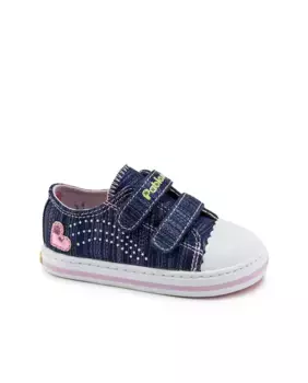 Кроссовки из парусины для девочек с двойной застежкой на крючок и петлю Pablosky, синий