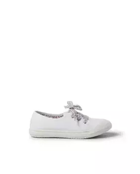 Кроссовки из парусины для девочек с усиленным носком и принтованными шнурками Pisamonas, белый