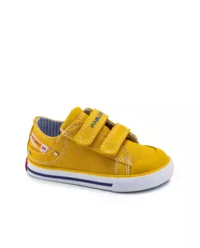 Кроссовки из парусины для мальчика с двойной застежкой на крючок и петлю Pablosky, желтый