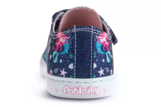 Кроссовки из парусины для маленьких девочек с застежкой-липучкой Pablosky, темно-синий