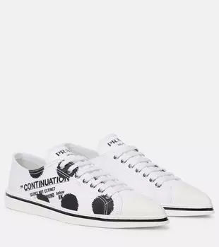 Кроссовки из печатного холста Prada, белый