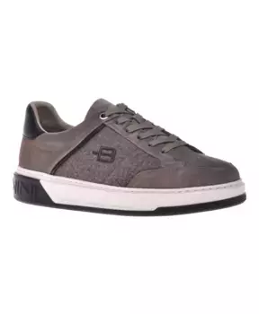 Кроссовки из серо коричневой ткани и замши Baldinini, коричневый