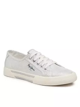 Кроссовки из ткани цвета Pepe Jeans, серебряный