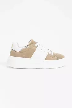 Кроссовки из замши для детей Twinset, бежевый