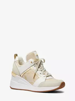 Кроссовки из жаккарда и кожи с логотипом Metallic Empire Michael Kors, желтый