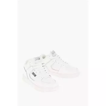 Кроссовки JEANS COUTURE из кожи MEYSSA с переливающейся отделкой Versace, White