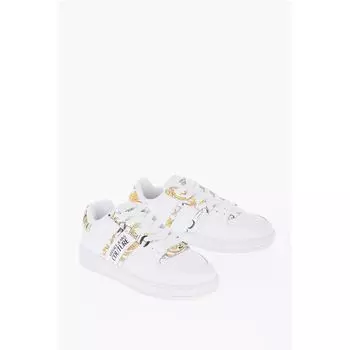 Кроссовки JEANS COUTURE из кожи MEYSSA с низким верхом и принтом Baroque M Versace, Black and White