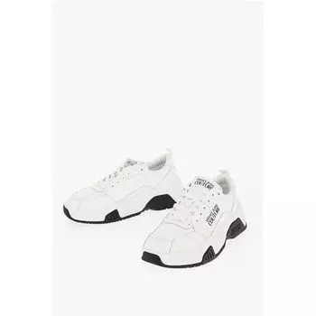 Кроссовки JEANS COUTURE из кожи STARGAZE с контрастными деталями Versace, White