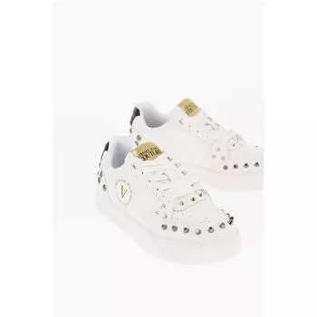 Кроссовки JEANS COUTURE из текстурированной кожи COURT 88 Low Top с Versace, White