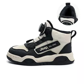 Кроссовки Jeep Kids Skateboarding Shoes Kids High-top Black, слоновая кость/черный