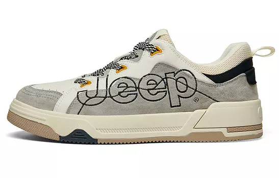 Кроссовки Jeep Skateboarding Shoes Men Low-top Beige, серый