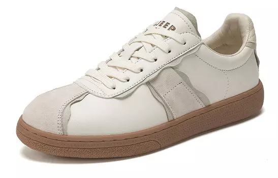 Кроссовки JEEP SPIRIT Skateboarding Shoes Men Low-top White, Beige, цвет Light Sandy