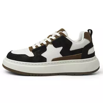 Кроссовки JEEP SPIRIT Skateboarding Shoes Men Low-top Brown/White, коричневый