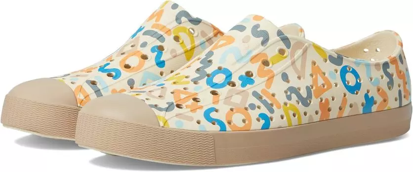 Кроссовки Jefferson Sugarlite Print Native Shoes Kids, цвет Bone White/Flax Tan/Apricot Resting Squiggle