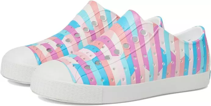 Кроссовки Jefferson Sugarlite Print Native Shoes Kids, цвет Shell White/Shell White/Pastel Multi Stripe 2