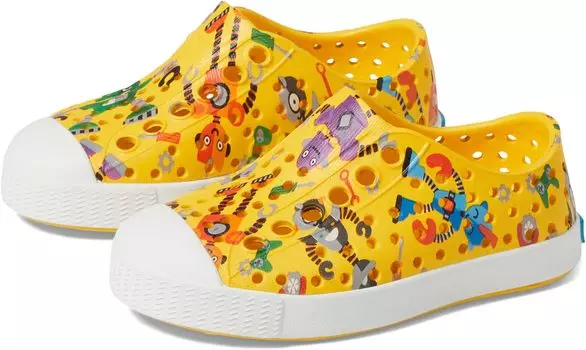 Кроссовки Jefferson Sugarlite Print (Toddler) Native Shoes Kids, цвет Crayon Yellow/Shell White/Victoria Robuddies