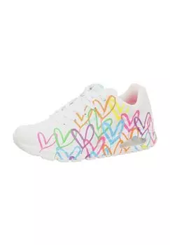 Кроссовки JGoldcrown, сердечки, женские SKECHERS, цвет White And Multi Heart