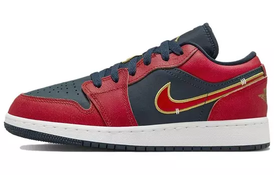 Кроссовки Jordan 1 Low Armory Navy Sport Red GS, красный/черный
