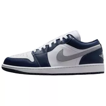 Кроссовки Jordan 1 Low Wolf Grey Midnight Navy, белый/синий