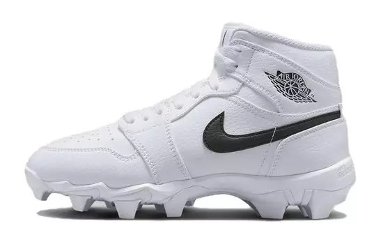 Кроссовки Jordan 1 Mid Cleat White Black GS, белый/черный