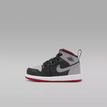 Кроссовки Jordan 1 Mid, цвет Black/Fire Red/White/Cement Grey