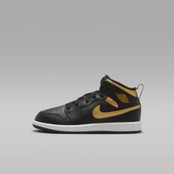 Кроссовки Jordan 1 Mid, цвет Black/White/Metallic Gold