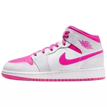 Кроссовки Jordan 1 Mid Fire Pink GS, розовый