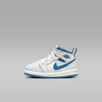 Кроссовки Jordan 1 Mid SE, цвет White/Sail/Industrial Blue