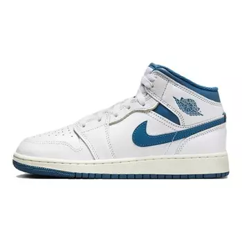 Кроссовки Jordan 1 Mid SE Industrial Blue GS, белый/синий