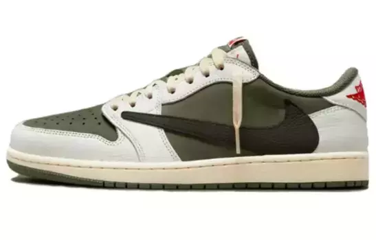 Кроссовки Jordan 1 Retro Low OG SP Travis Scott Medium Olive, зеленый