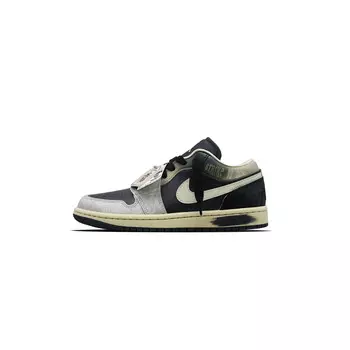 Кроссовки Jordan 1 Vintage Basketball Shoes Women's Low-top Black/grey/green, зеленый