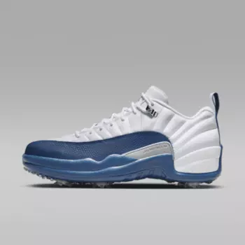 Кроссовки Jordan Air 12 Low Golf Shoes, цвет White/Metallic Silver/Varsity Red/French Blue