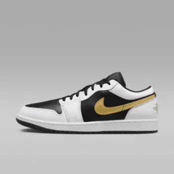 Кроссовки Jordan Air 1 Low, цвет White/Black/Metallic Gold