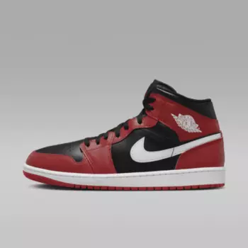 Кроссовки Jordan Air 1 Mid, цвет Black/Gym Red/White