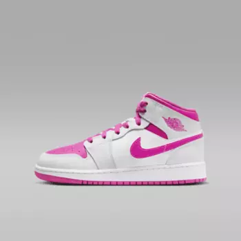 Кроссовки Jordan Air 1 Mid, цвет Iris Whisper/White/Fire Pink