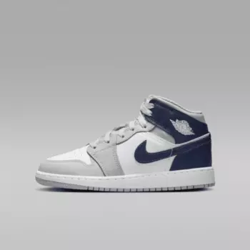 Кроссовки Jordan Air 1 Mid, цвет White/Wolf Grey/Midnight Navy