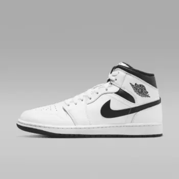 Кроссовки Jordan Air 1 Mid, цвет White/White/Black/Black