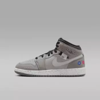 Кроссовки Jordan Air 1 Mid Wings, цвет Gunsmoke/Black/Laser Orange/Matte Silver