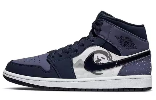 Кроссовки Jordan Air 1 Vintage Mid-Top, черный/темно-фиолетовый/белый